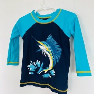 Hatley Kids Swim Rashguard - Blue and Yellow Marlin Design